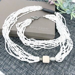 SILPADA 35” Necklace Coral, Seed Bead, Pen Shell